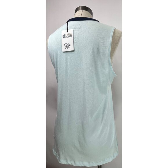 CHASER Star Wars Tank Top Sz L Chewbacca "Chewie" Graphic Light Blue Muscle Tank - Picture 5 of 8